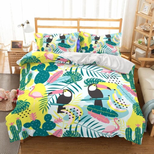 3D Animal Flamingo Bedding Bedroom Blanket Mats Quilt 3Pcs Bedding Set
