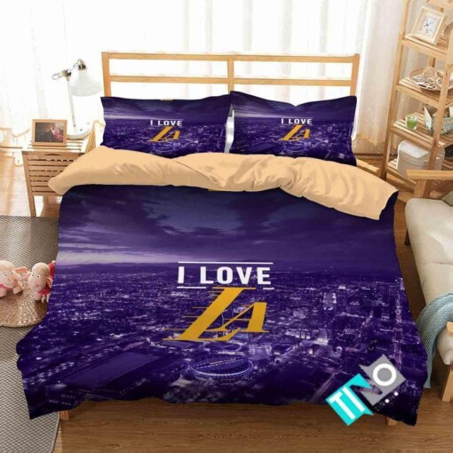 Nba Los Angeles Lakers 1 Logo 3d Personalized Sets Duvet Cover Bedroom Set Bedset Bedlinen V