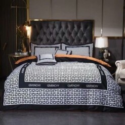 Givenchy White Black Khaki 3 Bedding Sets Duvet Cover Sheet Cover Pillow Cases Luxury Bedroom Sets