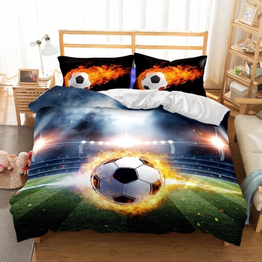 3D Bedding Football Fire Printed Bedding Sets Duvet Cover Set