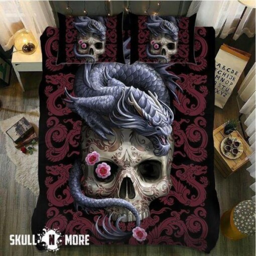 Bedding Snm Red Dragon Skull Bedding Set Cover