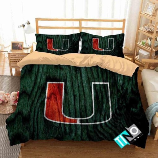 Ncaa Miami Hurricanes 2 Logo N 3d Personalized Sets Duvet Cover Bedroom Set Bedset Bedlinen