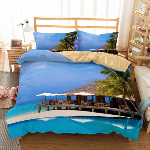 Natural Scenery Holiday Village Printed Bedding Set 3D Bedding Bedroom Christmas Bedding Set