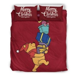 Winnie The Pooh Christmas 3D Customize Bedding Set Duvet Cover Set Bedroom Set