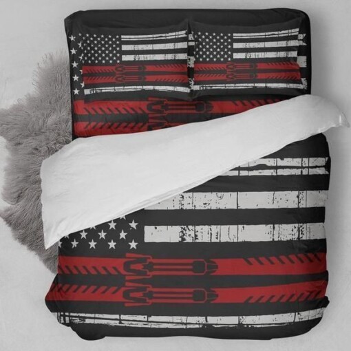 Skiing American Flag Red Bedding Set Hgm7372