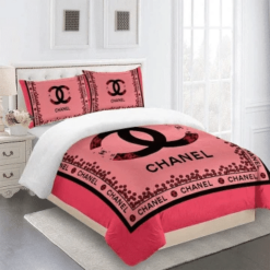 Chanel Beautiful Pink Bedding Sets Duvet Cover Sheet Cover Pillow Cases Luxury Bedroom Sets