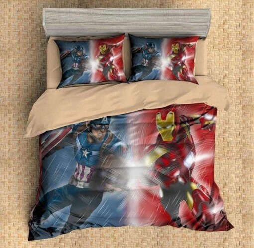 Captain America Vs Iron Man Duvet Cover Bedding Set