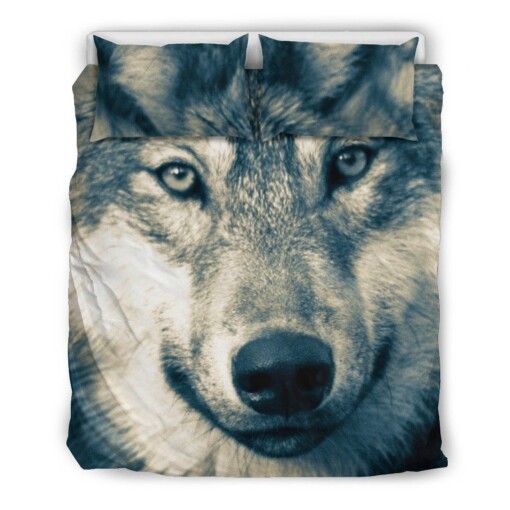 Wolf Head Beige Bedding Set