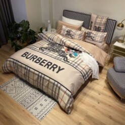 Burberry Checked Khaki 15 Bedding Sets Duvet Cover Sheet Cover Pillow Cases Luxury Bedroom Sets