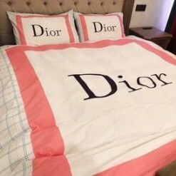 Dior Khaki Red 5 Bedding Sets Duvet Cover Sheet Cover Pillow Cases Luxury Bedroom Sets