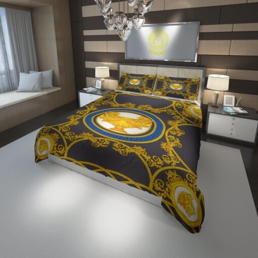 Versace Barocco Logo Custom 2 3d Customized Bedding Sets Duvet Cover