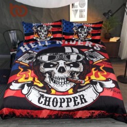 Fire Skull Bedding Set Chopper Printed Hgm5937