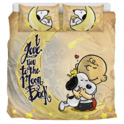 Love Snoopy To The Moon Back Bedding Set