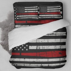 Baseball American Flag Red Bedding Set