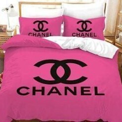 Chanel Pink White 17 Bedding Sets Duvet Cover Sheet Cover Pillow Cases Luxury Bedroom Sets