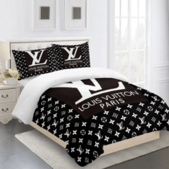 Louis Vuiton Black White 3 Bedding Sets Duvet Cover Sheet Cover Pillow Cases Luxury Bedroom Sets