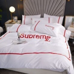 Supreme White 2 Bedding Sets Duvet Cover Sheet Cover Pillow Cases Luxury Bedroom Sets