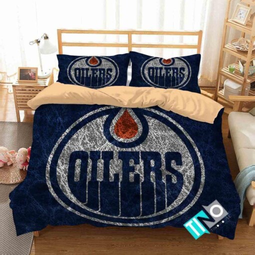 Nhl Edmonton Oilers 1 Logo 3d Personalized Sets Duvet Cover Bedroom Set Bedset Bedlinen V