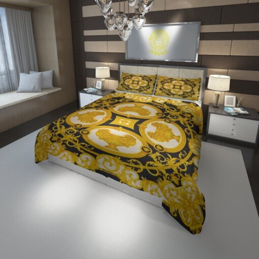 Versace Barocco Logo Custom Bedding Set 3 Duvet Cover Pillowcases