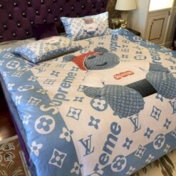 Luxury Lv Supreme 05 Bedding Sets Duvet Cover Bedroom Luxury Brand Bedding