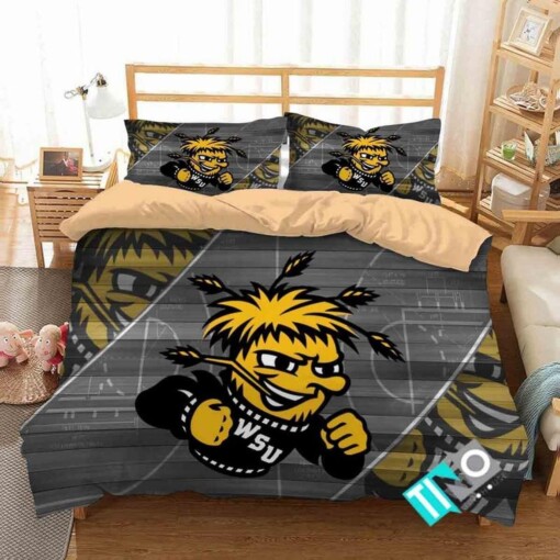 Ncaa Wichita State Shockers 3 Logo N 3d Bedding Sets Duvet Cover Bedroom Set Bedset Bedlinen