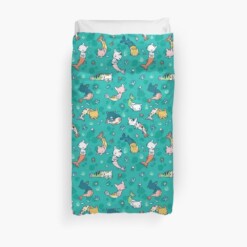 Meowmaids Teal Bedroom Duvet Cover Bedding Sets