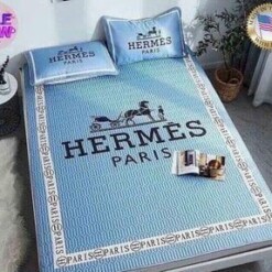 Herms SkyBlue 3 Bedding Sets Duvet Cover Sheet Cover Pillow Cases Luxury Bedroom Sets