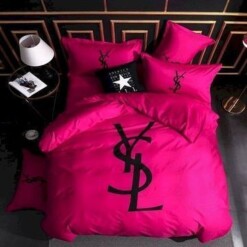 Yves Saint Laurent Pink 5 Bedding Sets Duvet Cover Sheet Cover Pillow Cases Luxury Bedroom Sets