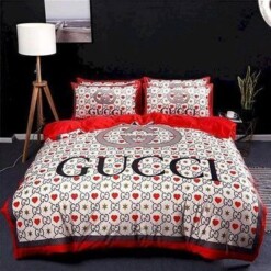 Gucci White Red 20 Bedding Sets Duvet Cover Sheet Cover Pillow Cases Luxury Bedroom Sets