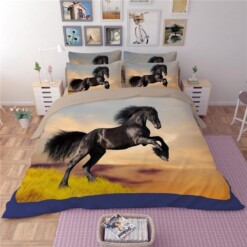 Luxury 3d Black Horse Bed Sheet Bedding