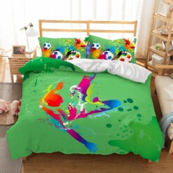 Bedding 3D Foootball Green Printed Bedding Sets Duvet Cover Set