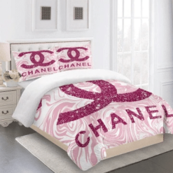 Chanel Twinkle Pink Bedding Sets Duvet Cover Sheet Cover Pillow Cases Luxury Bedroom Sets