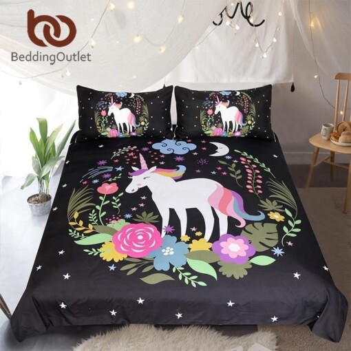 Bedding Outlet Unicorn Cartoon Bedding Set For Kids 3Pcs