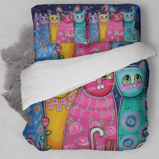 Colorful Cat Painting Bedding Set