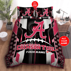 Personalized Alabama Crimson Tide Duvet Cover Pillowcase Bedding Set