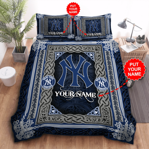 Personalized New York Yankees Duvet Cover Pillowcase Bedding Set