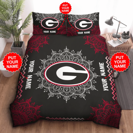 Personalized Georgia Bulldogs Duvet Cover Pillowcase Bedding Set