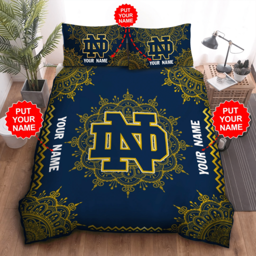 Personalized Notre Dame Fighting Irish Duvet Cover Pillowcase Bedding Set