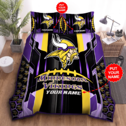 Personalized Minnesota Vikings Duvet Cover Pillowcase Bedding Set