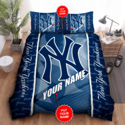 Personalized New York Yankees Duvet Cover Pillowcase Bedding Set