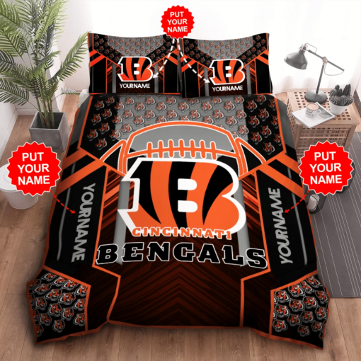 Personalized Cincinnati Bengals Duvet Cover Pillowcase Bedding Set