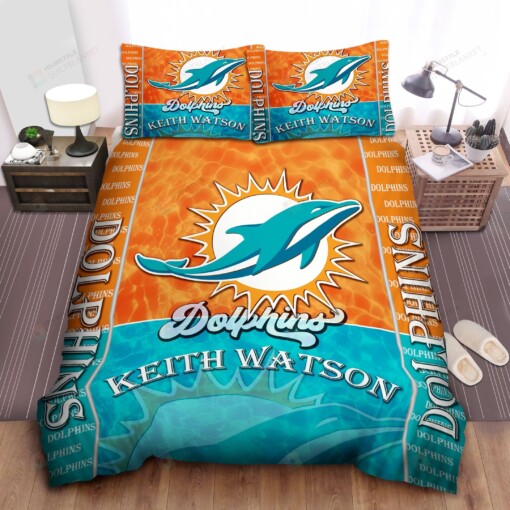 Personalized Custom Name Miami Dolphins Duvet Covers Bedding Set Fans Gift