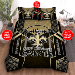 Personalized New Orleans Saints Duvet Cover Pillowcase Bedding Set