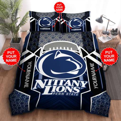 Personalized Penn State Nittany Lions Duvet Cover Pillowcase Bedding Set