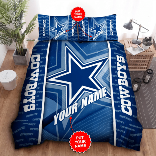 Personalized Dallas Cowboys Duvet Cover Pillowcase Bedding Set