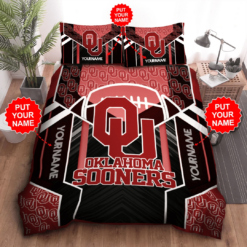 Personalized Oklahoma Sooners Duvet Cover Pillowcase Bedding Set