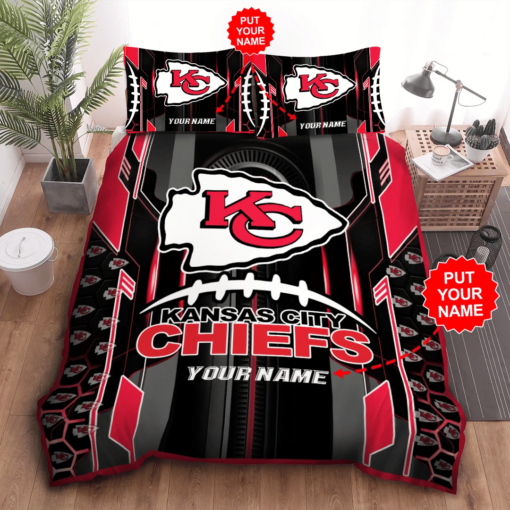 Personalized Kansas City Chiefs Duvet Cover Pillowcase Bedding Set