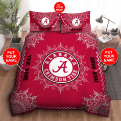 Personalized Alabama Crimson Tide Duvet Cover Pillowcase Bedding Set