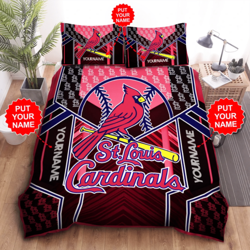 Personalized St Louis Cardinals Duvet Cover Pillowcase Bedding Set