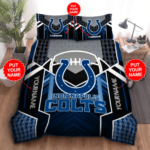Personalized Indianapolis Colts Duvet Cover Pillowcase Bedding Set